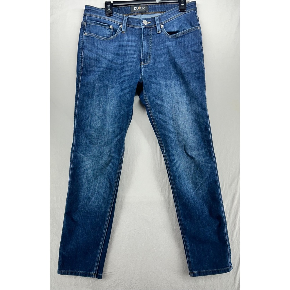 DU/ER L2X Slim Fit Jeans Mens Blue Medium Wash Stretch Performance Denim 32x30